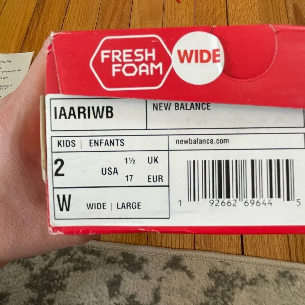 New balance sneakers new in box size infant 2 wide